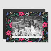 Carte de Noël magnétique rose Poinsettia (Devant / Derrière)