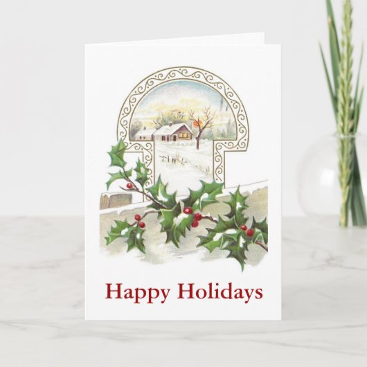 Carte de Noël Maison et Holly (Devant)