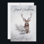 Carte de Noël Majestic Deer Winter Woodland<br><div class="desc">Majestic Deer Winter Woodland Christmas Card - Rustique Christmas Card présente un cerf magnifique,  majestueux,  avec des pinecones et des baies sèches. La typographie de script dit "Bienheureux Noël" et est personnalisée avec votre salutation,  nom et nom de famille. La carte fait partie d'une collection.</div>