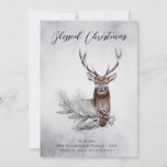 Carte de Noël Majestic Deer Winter Woodland<br><div class="desc">Majestic Deer Winter Woodland Christmas Card - Rustique Christmas Card présente un cerf magnifique,  majestueux,  avec des pinecones et des baies sèches. La typographie de script dit "Bienheureux Noël" et est personnalisée avec votre salutation,  nom et nom de famille. La carte fait partie d'une collection.</div>