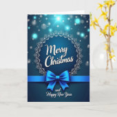 Carte de Noël Mandala Bleu (Fleur jaune)