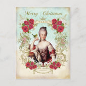 Carte de Noël Marie Antoinette Oiseau Roses Rouges (Devant)