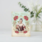 Carte de Noël Marie Antoinette Oiseaux Roses Rouge (Debout devant)