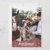 Carte de Noël Maroon Linen Filigree Photo (Devant)