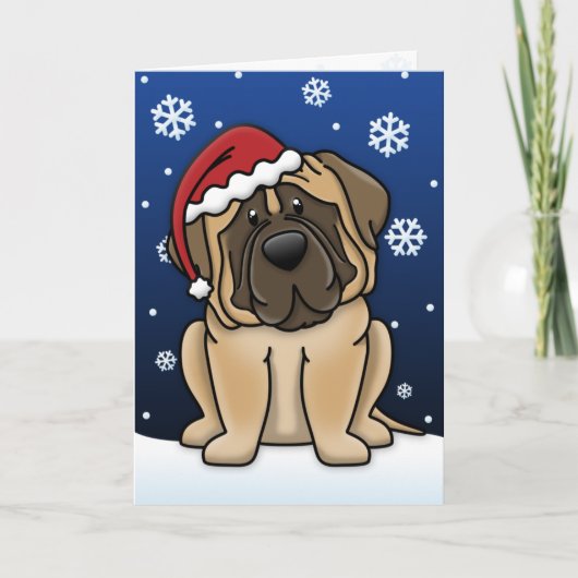 Carte de Noël Mastiff Kawaii (Devant)