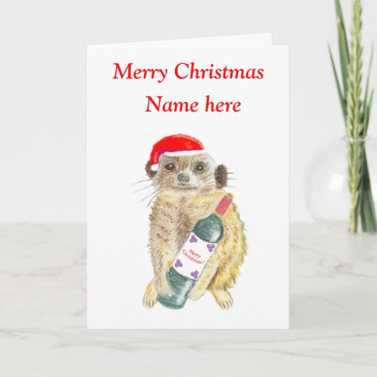 Carte de Noël Meerkat, personnalisable (Devant)