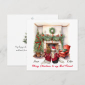 Carte de Noël Meilleure Amie fait main Joyeux Noël (Devant / Derrière)