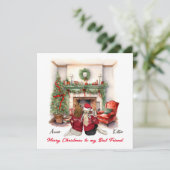 Carte de Noël Meilleure Amie fait main Joyeux Noël (Debout devant)