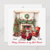 Carte de Noël Meilleure amie faite main Joyeux Noë (Devant / Derrière)