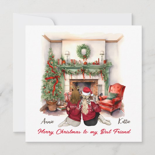 Carte de Noël Meilleure amie faite main Joyeux Noë (Devant)