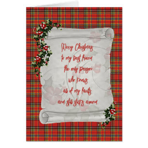 Carte de Noël Meilleure Amie Tartan Princesse Eliz