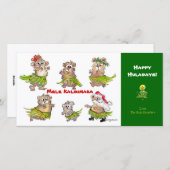Carte de Noël Mele Kalikimaka Hula Hamsters (Devant / Derrière)