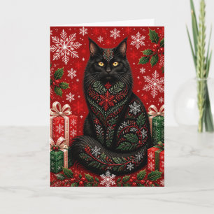 Carte de Noël Meow-ry et Brillante