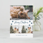 Carte de Noël Meowy du propriétaire du chat bleu (Debout devant)