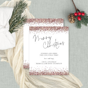 Carte de Noël Merry Christmas à paillettes en or r