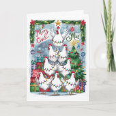 Carte de Noël Merry Cluck-Mas Chickens (Devant)