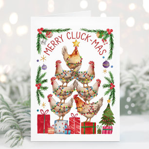 Carte de Noël Merry Cluck-Mas pour les amoureux du