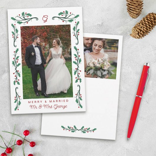 Carte de Noël « Merry & Married » avec cadre de ho