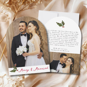 Carte de Noël Merry & Married Handwritten 2 Photos
