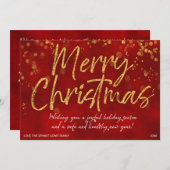 CARTE DE NOËL | Message Faux Foil Rouge (Devant / Derrière)