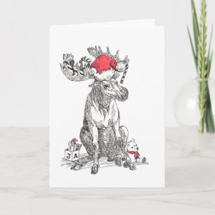 Carte de Noël mignonne Alaska Wildlife Bull Moose