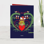 Carte de Noël mignonne avec hibou de dessin animé  (Dos)