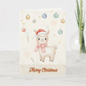 Carte de Noël mignonne avec lama (Devant)