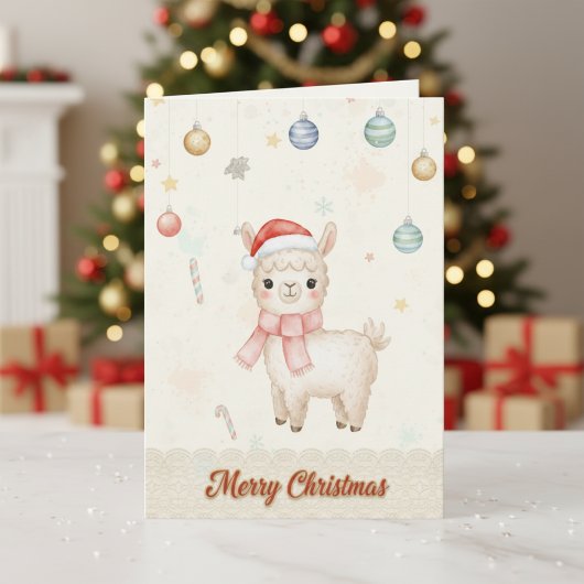 Carte de Noël mignonne avec lama