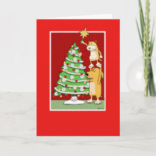 Carte de Noël mignonne : Chat et chien