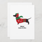 Carte de Noël mignonne Dachshund portant un pull (Devant / Derrière)