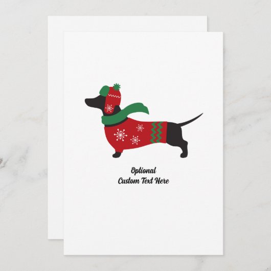 Carte de Noël mignonne Dachshund portant un pull (Devant / Derrière)