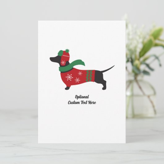 Carte de Noël mignonne Dachshund portant un pull (Debout devant)