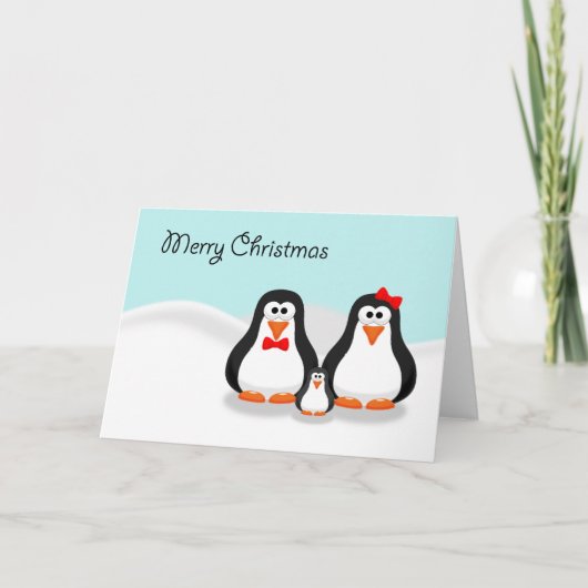 Carte de Noël mignonne de famille de pingouin (Devant)