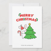 Carte de Noël mignonne de lapin de Bunny de dessin (Devant)