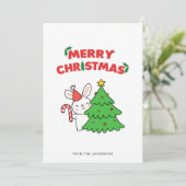 Carte de Noël mignonne de lapin de Bunny de dessin (Debout devant)