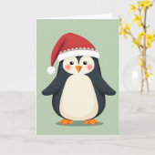 Carte de Noël mignonne de pingouin (Fleur jaune)