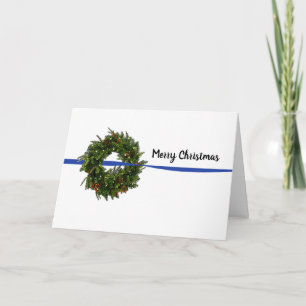 Carte de Noël mince ligne bleue