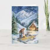Carte de Noël Mineur d'Or Extraction d'Or (Devant)