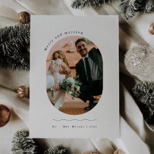 Carte de Noël miniature photo nouvellement mariée
