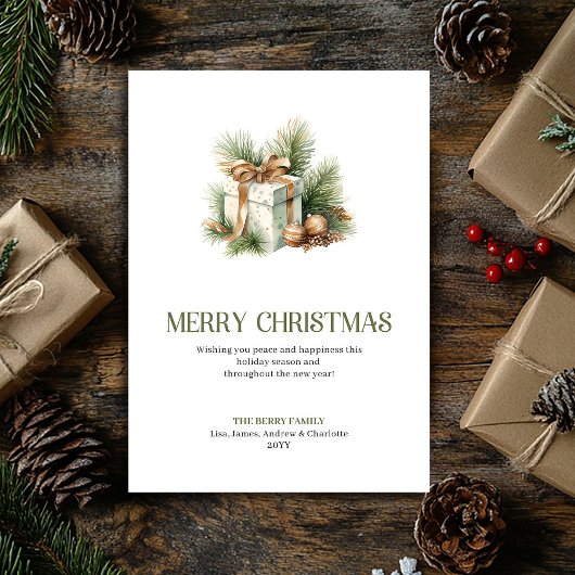 Carte de Noël minimale beige or