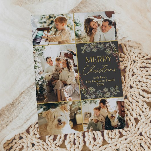 Carte de Noël minimale en noir blanc photo Joyeux