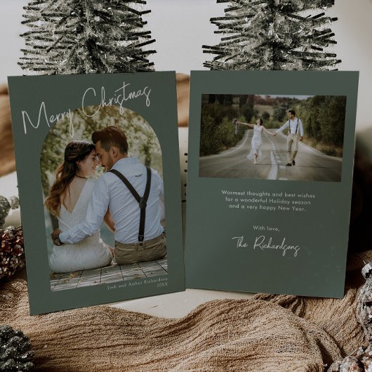 Carte de Noël minimaliste arche verte