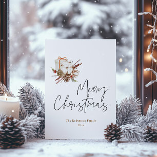 Carte de Noël minimaliste avec Bouquet de coton