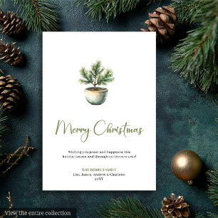 Carte de Noël minimaliste bohème botanique terreus