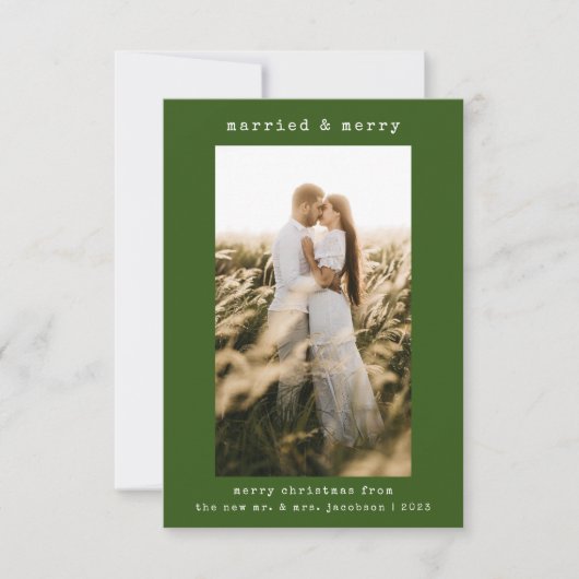 Carte de Noël minimaliste Marié & Joyeux (Devant)