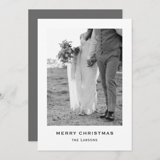 Carte de Noël minimaliste moderne gris (Devant / Derrière)