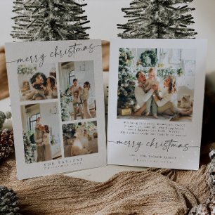 Carte de Noël minimaliste multi-photo moderne