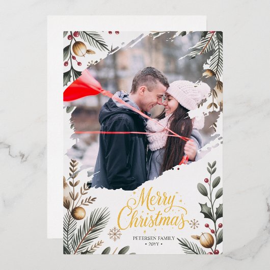 Carte de Noël minimaliste personnalisée P (Recto/Verso)