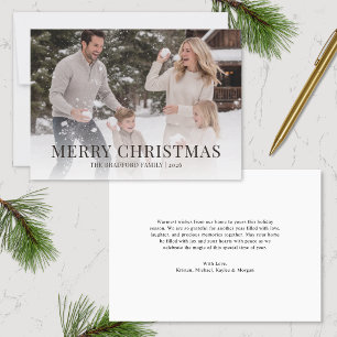 Carte de Noël minimaliste pour famille avec photo