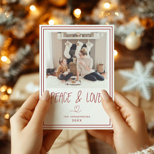 Carte de Noël minimaliste pour la paix et l'amour